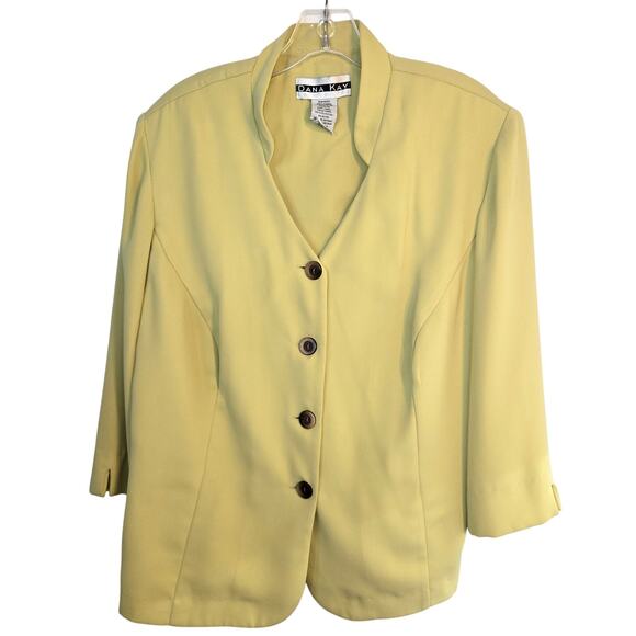 Dana Kay 20W Women's Blazer Yellow Suit Coat Plus Size 2X 2XL XXL Jacket - Picture 1 of 4